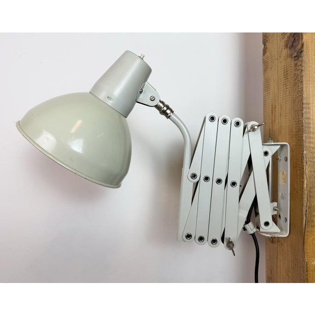 Gray Industrial German Grey Scissor Wall Lamp from SIS, 1960s For Sale - Image 8 of 18