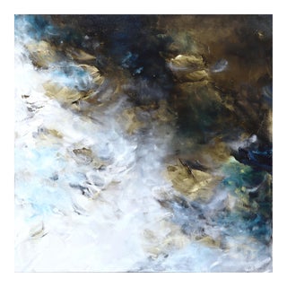 Out in the Dark - Abstract Serene Cool Tone Textural Acrylic Canvas Painting Original Artwork by Ve Boisvert For Sale