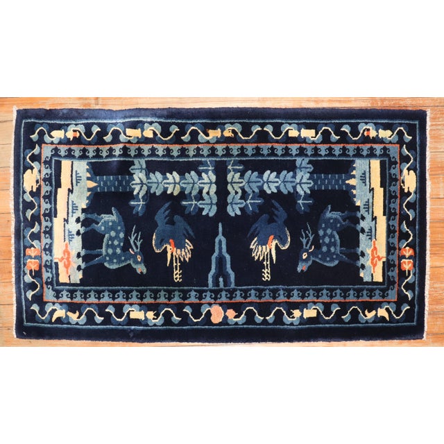 Folk Art Early 20th Century Zabihi Collection Chinese Pictorial Scatter Size Rug - 2'11" x 3'7" For Sale - Image 3 of 6