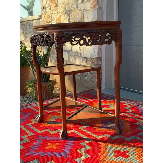1930s Rosewood Demi-Lune Console With Marble Inlay For Sale In Austin - Image 6 of 9