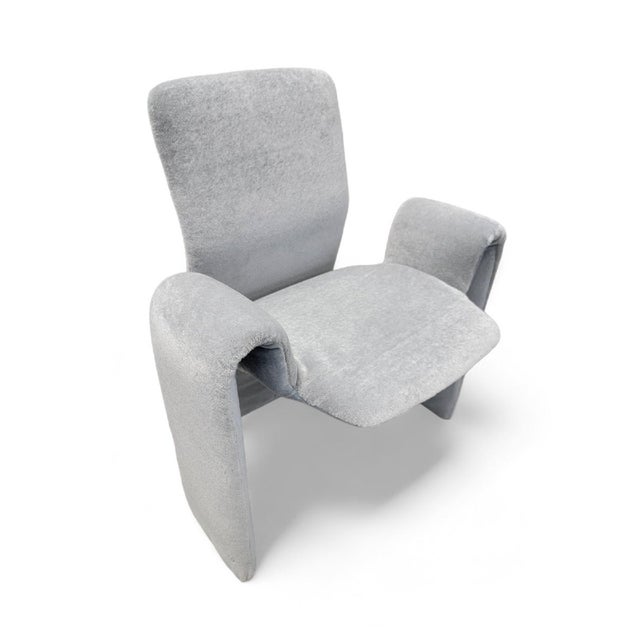 Baby Blue Postmodern Steve Leonard for Brayton Sculptural Dining Chairs Newly Reupholstered in Mohair - Set of 4 For Sale - Image 8 of 8