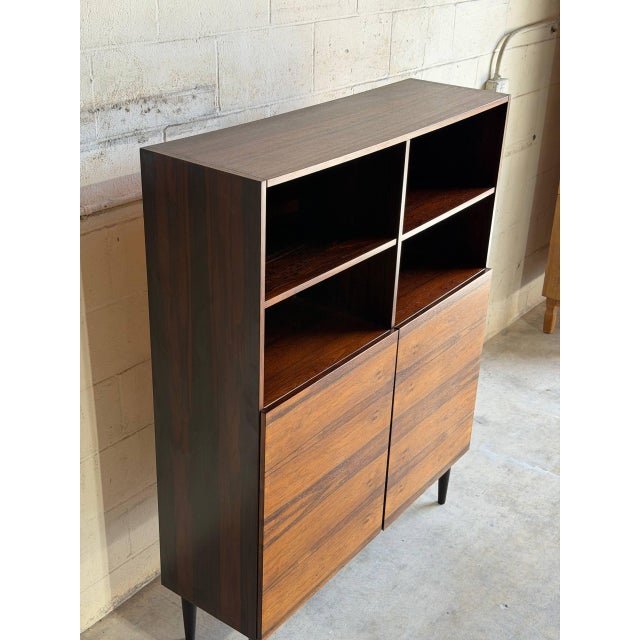Vintage Danish Rosewood Bookcase Cabinet Scandinavian Mid Century Display Cabinet For Sale - Image 4 of 9