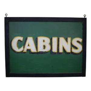 Mid 20th Century Hand-Painted "Cabins" Rustic Sign