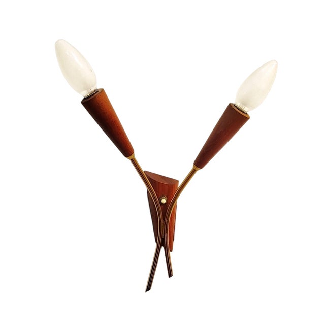 Vintage Danish Teak and Brass Wall Lamp, 1960s For Sale - Image 6 of 6