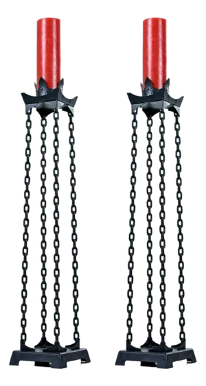 Gothic Iron Chain Link Free Standing Floor Candleholders, Set of 2