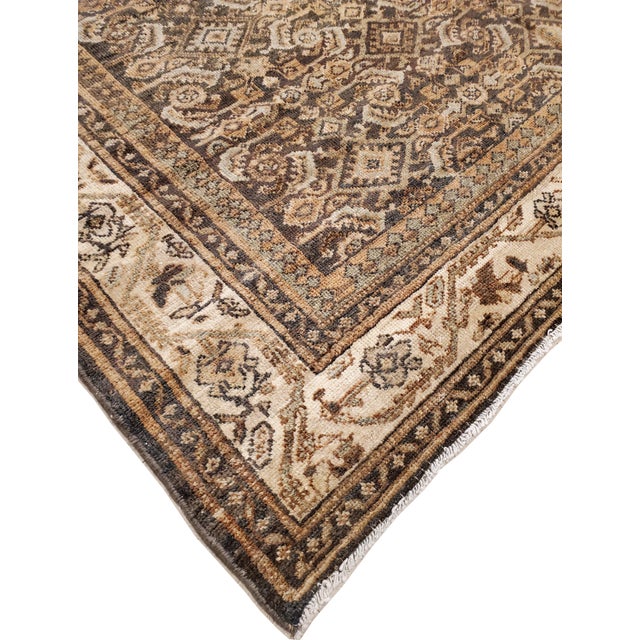 Antique Malayer Carpet, Handmade Oriental Rug, Green, Gray, Taupe, Fine Allover For Sale - Image 4 of 18
