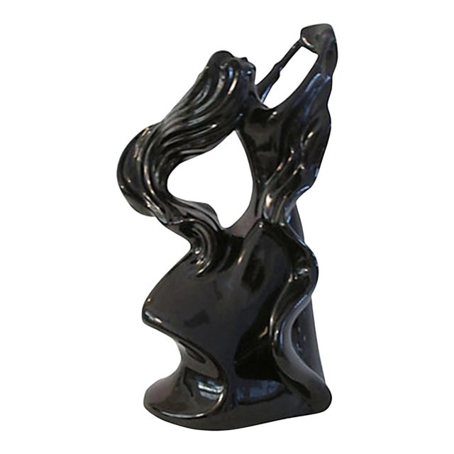 1980s Large Ebony Ceramic Flowing Dancer For Sale