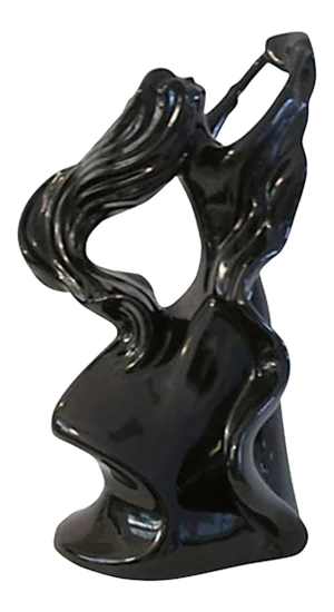1980s Large Ebony Ceramic Flowing Dancer