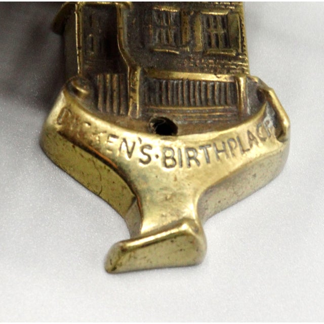 Gold Antique Brass Figural Charles Dickens Door Knocker For Sale - Image 8 of 10