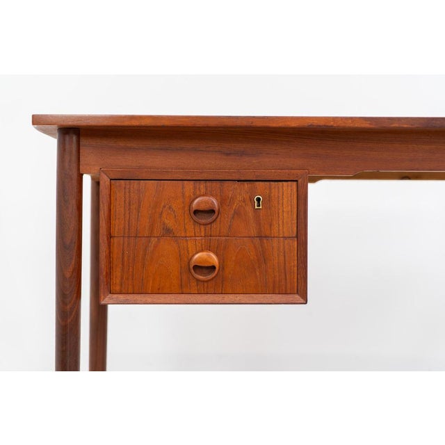 Brown Freestanding Drop-Leaf Desk in Teak For Sale - Image 8 of 12