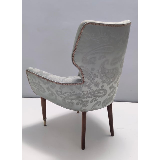 Set of Vintage Italian Satin Grey Lounge Chairs with Walnut Frame, 1950s For Sale - Image 10 of 16