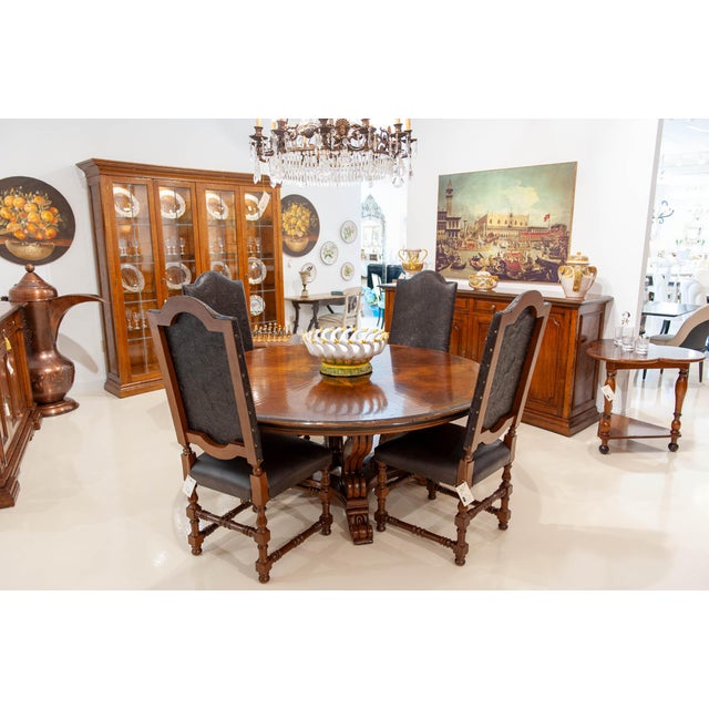 2020s Italian Round Walnut Dining Table For Sale - Image 5 of 5