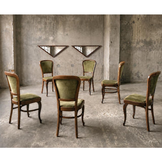 Classic Dining Chairs with Velvet Upholstery from Thonet, 1960s, Set of 6 For Sale - Image 13 of 13
