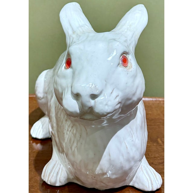 White Bavent Terracotta Large Rabbit Figurine, France Circa 1890 For Sale - Image 8 of 11