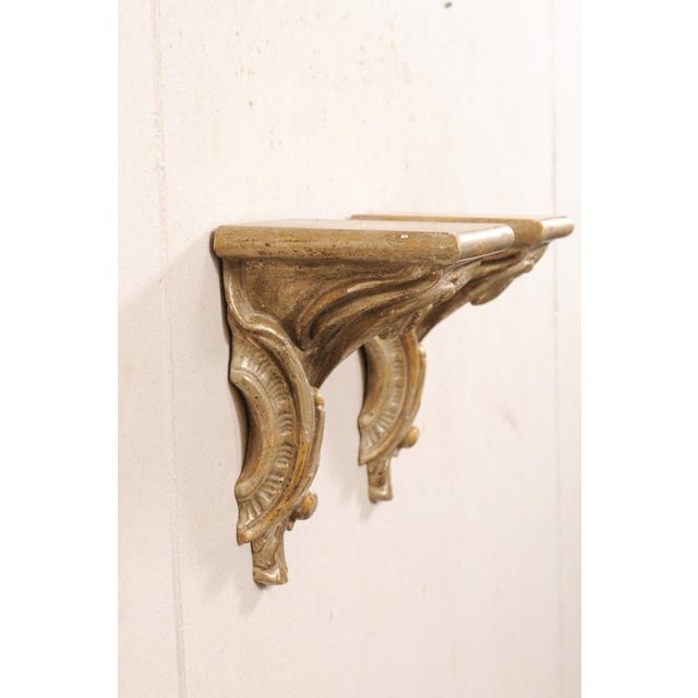 Beige 19th Century Italian Baroque Silver-Gilt Wood Wall Brackets - A Pair For Sale - Image 8 of 11