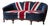 Vintage Union Jack Upholstered Sofa With Ornate Carved Wood Frame For Sale