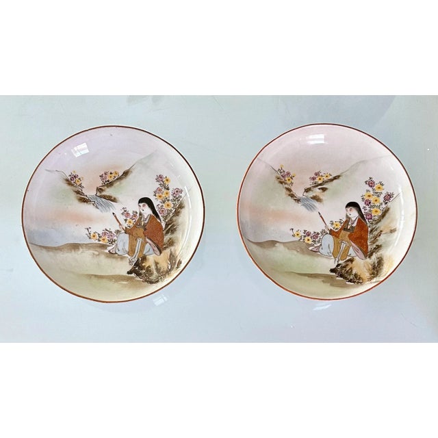 Pair Antique Japanese Early Meiji Porcelain Figural Bowls For Sale - Image 12 of 12