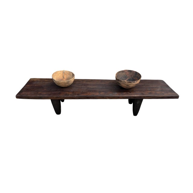 Vintage Large-Tribal-Wood-Senufo-Coffee-Table stool-74.5" W For Sale In New York - Image 6 of 8