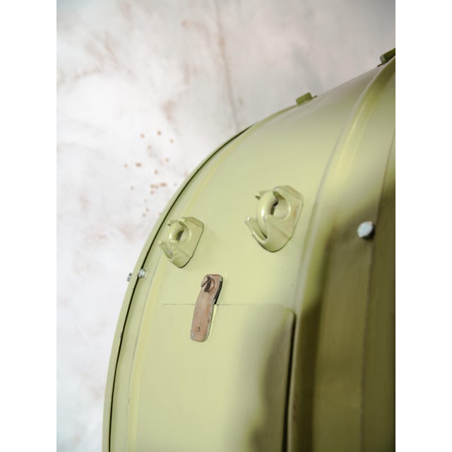 Double-Faced Illuminated Railway Station Clock with Green Quartz Conversion from RFT, Germany, 1950s For Sale - Image 4 of 14