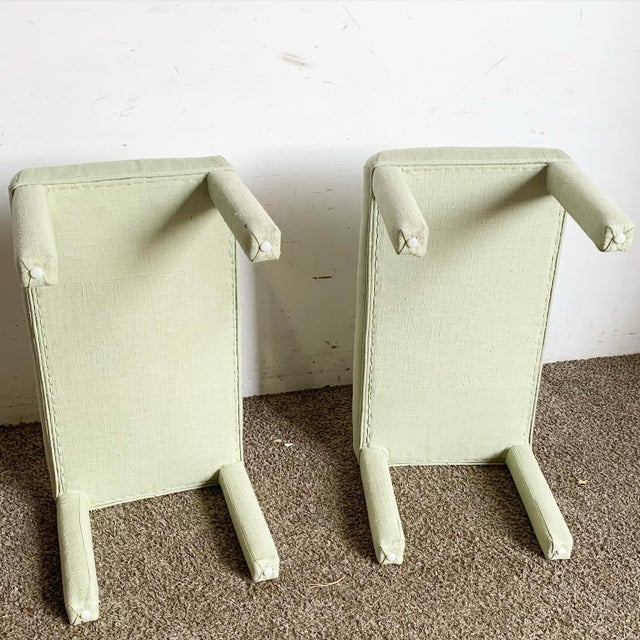 Green Postmodern Green Fabric Parsons Low Stools - a Pair For Sale - Image 8 of 8