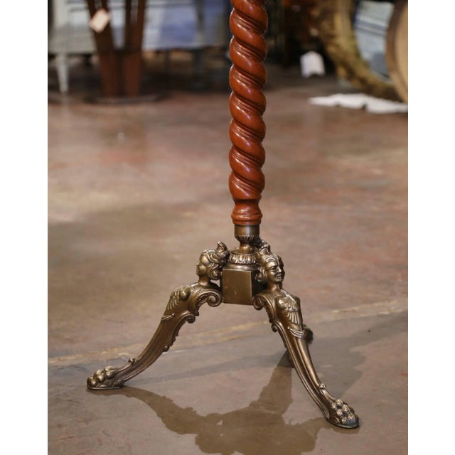 Early 20th Century French Walnut and Brass Barley-Twist Hall Tree For Sale - Image 4 of 8