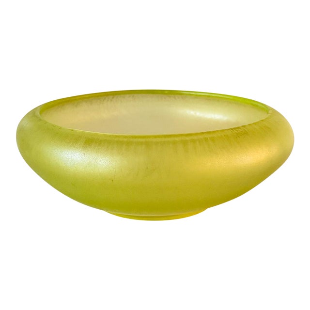 1920s Antique Fenton Stretch Glass Centerpiece Bowl in Topaz For Sale