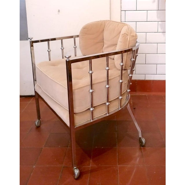 Set of Mid-Century Chrome Spindle Armchairs with Casters from Drexel, USA, 1970s For Sale - Image 17 of 17