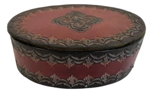 Vintage Embossed/Tooled Leather Trinket Box, 1960s–1970s
