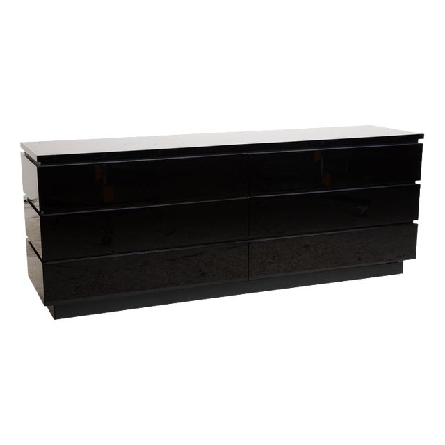 Cube Sideboard with Drawers in Black High Gloss Wood from Interlübke For Sale