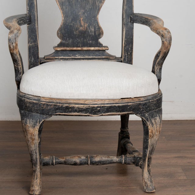 Pair, 19th Century Swedish Black Rococo Armchairs For Sale - Image 12 of 17