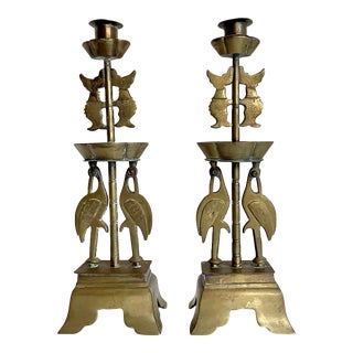 Brass and Natural Stone Candle Holders Made in Korea For Sale