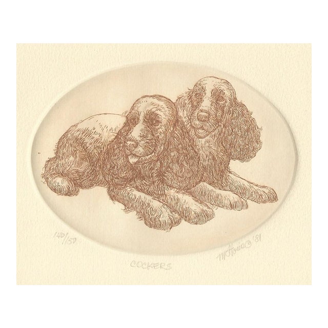 1981 Marsha Howe Cocker Spaniel Etching For Sale