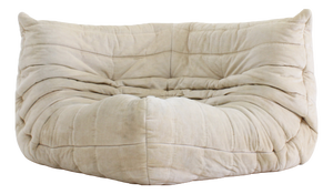 Vintage Togo Corner Chair in Beige Velvet by Michel Ducaroy from Ligne Roset, 1980s