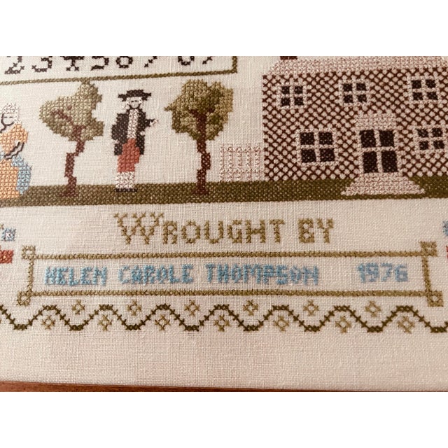 Vintage Signed 1976 American Sampler For Sale - Image 4 of 7