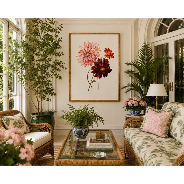 Paper Dahlias by Willem Hekking, Vintage Botanical Art Print, 40" X 60" For Sale - Image 7 of 10