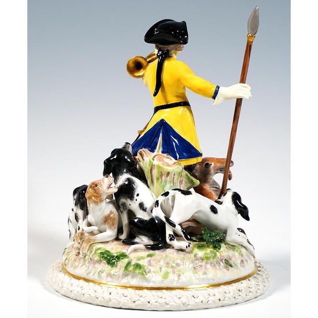 Hunter with Stag and Pack of Dogs by J.F. Eberlein for Meissen Group, 1860 For Sale - Image 4 of 7