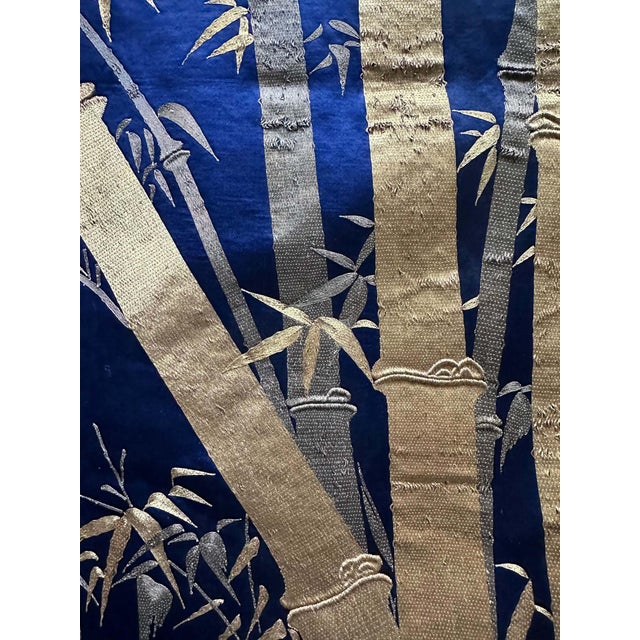 Japanese Embroidery Silk Bamboo Fukusa Meiji Period For Sale - Image 9 of 12
