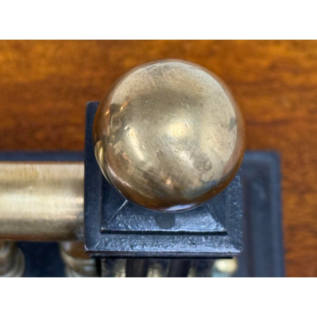 Gray Antique Heavy Casted Iron + Brass Fire Dogs, Pair For Sale - Image 8 of 12