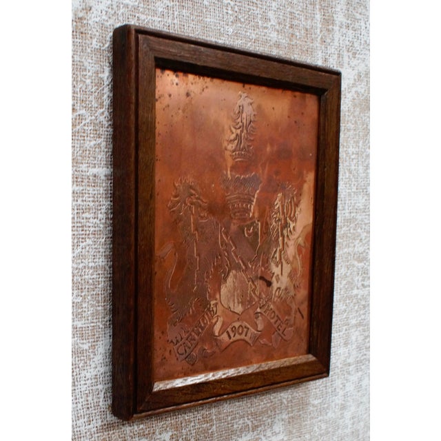 Antique The Carlton Hotel Wall Plaque in Copper, 1907 For Sale - Image 4 of 6