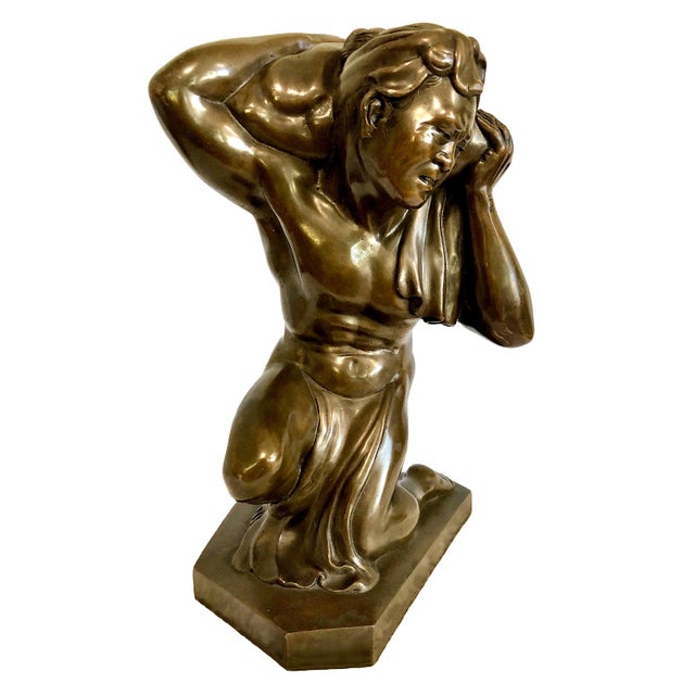 Metal Vietnamese Bronze Sculpture of a Burdened Man, by Gia-Lợi For Sale - Image 7 of 14