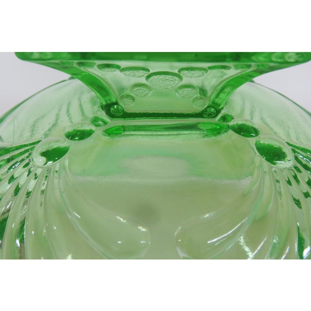 Jefferson Glass Beaded Fan Style Green Opalescent Candy Dish Compote Bowl 4567b For Sale - Image 18 of 18
