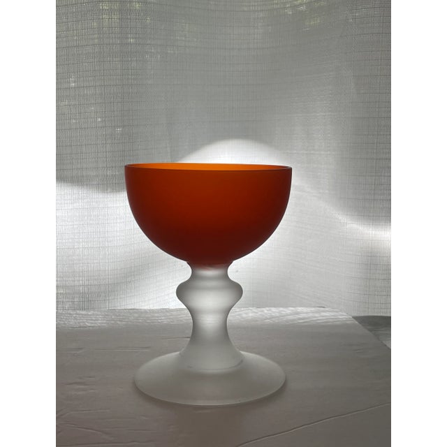 Carlo Moretti Vintage Orange Carlo Moretti Satin Glass Champagne Coupes- Set of 6 For Sale - Image 4 of 13