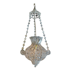Vintage Italian Beaded Crystal Pendant Chandelier