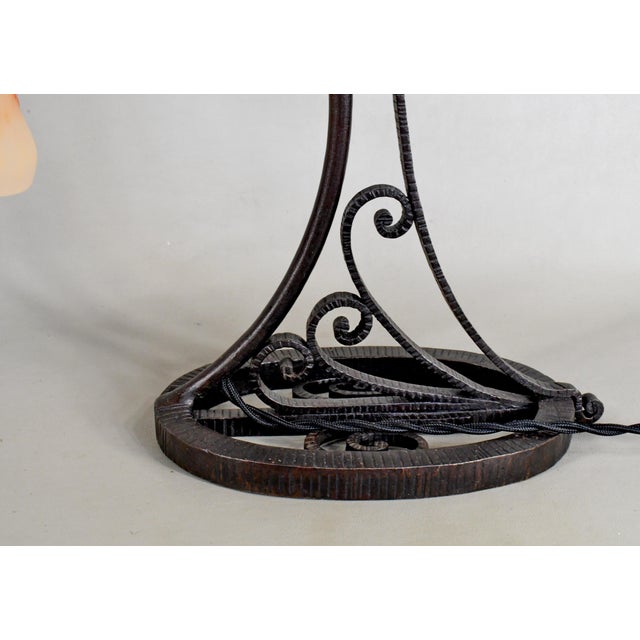 Burnt Orange Belgo-French Art Deco Lamp by Carion & Le Verre Francais Schneider - 1920s France For Sale - Image 8 of 15