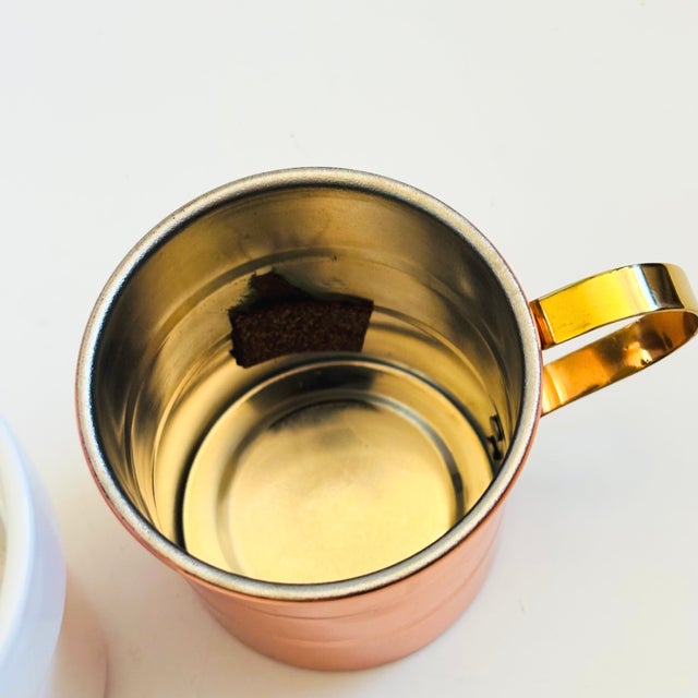 Vintage Copper and Ceramic Mugs - Set of 4 - Made in Korea For Sale - Image 10 of 15