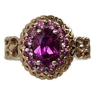 Michael Valitutti Rhodolite Garnet 18k Gold Over Sterling 925 Nh Ring Size 5 For Sale