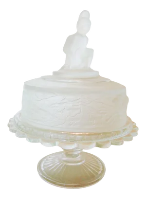 Victorian Style Westward Ho Indian Pressed Glass Covered Dish