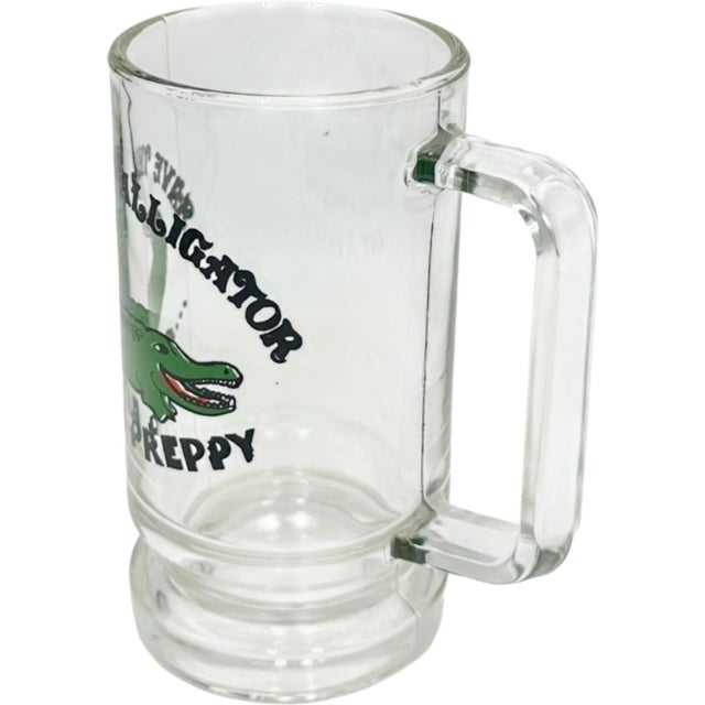 1980s Vintage “Save the Alligator Eat a Preppy” Glass Beer Stein For Sale - Image 5 of 9
