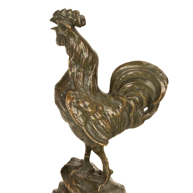 Antique French Bronze Animalier Sculpture Statue Rooster Cockerel Chicken by Louis-Albert Carvin, 1900 For Sale - Image 10 of 14
