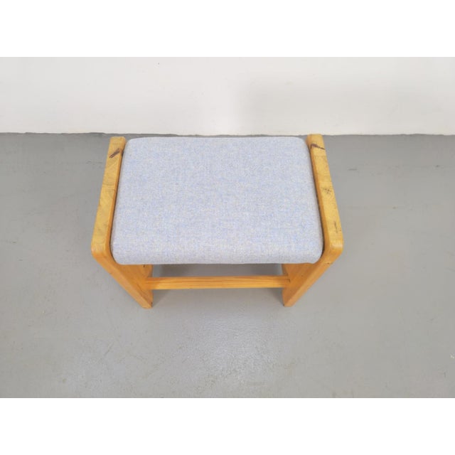 Blue Mid-Century Scandinavian Pine Stool in the style of Charlotte Perriand, Denmark, 1960s For Sale - Image 8 of 10